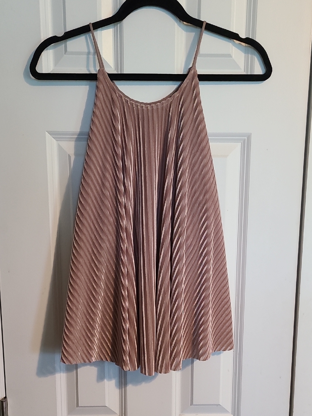 She + Sky Blush Pink Striped Velvet Inspired Blouse